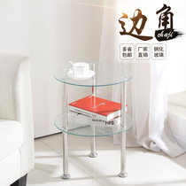 Simple modern tempered glass small round table Coffee table Sofa side a few side cabinet corner a few mini bedroom bedside small round table