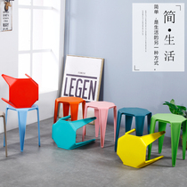 Plastic stool Household thickened economical adult high stool Simple modern living room dining table stool equal stool