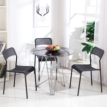 Modern and simple tempered glass round table and chair combination Coffee shop negotiation table table negotiation meeting Leisure small round table