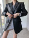 Rare waist-shaping shoulder pads Spanish semi-vegetated sheepskin suit for women Slim-fitting genuine leather jacket