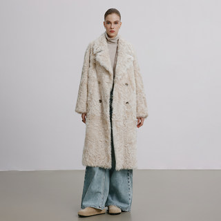 Legendary Coat, Stand-Up Collar, Small Lake Sheep Fur Integrated Fur Coat, Loose Long Coat for Women, New Winter Wide Version