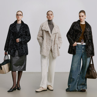 Paris Past: Double-Sided Shearling Fur Coat with Stand Collar, 2025 Winter, Loose Mid-Length Fur Coat
