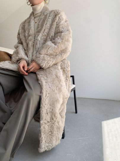 This winter's BI is in! Silhouette golden lamb Xiaohu wool fur coat long loose fur one-piece coat new winter