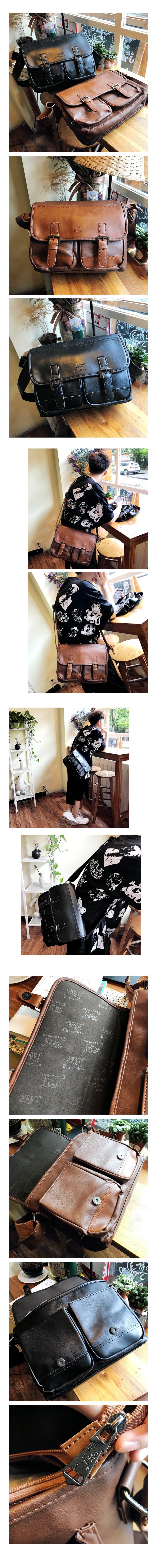 Mr.tang Retro khóa messenger túi Thực tế công suất lớn nhiều túi da giản dị túi nam Gói chéo - Túi của con người túi fendi