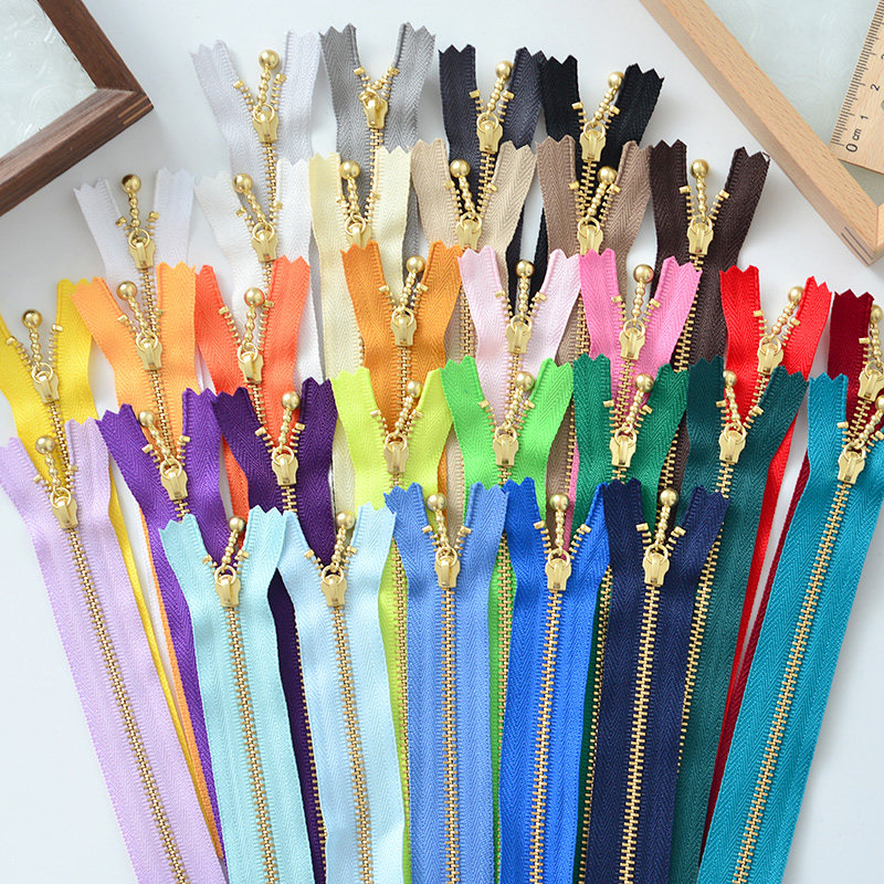 Hand DIY white black coffee tattoo YKK3 copper tooth drop nylon zipper 16 cm