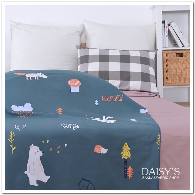 Bộ đồ giường bằng vải cotton, gia công vải cotton, cotton rộng tùy chỉnh, 80 sợi cotton dài chủ yếu, gấu trắng hoang dã - Vải vải tự làm vải cotton 4 chiều