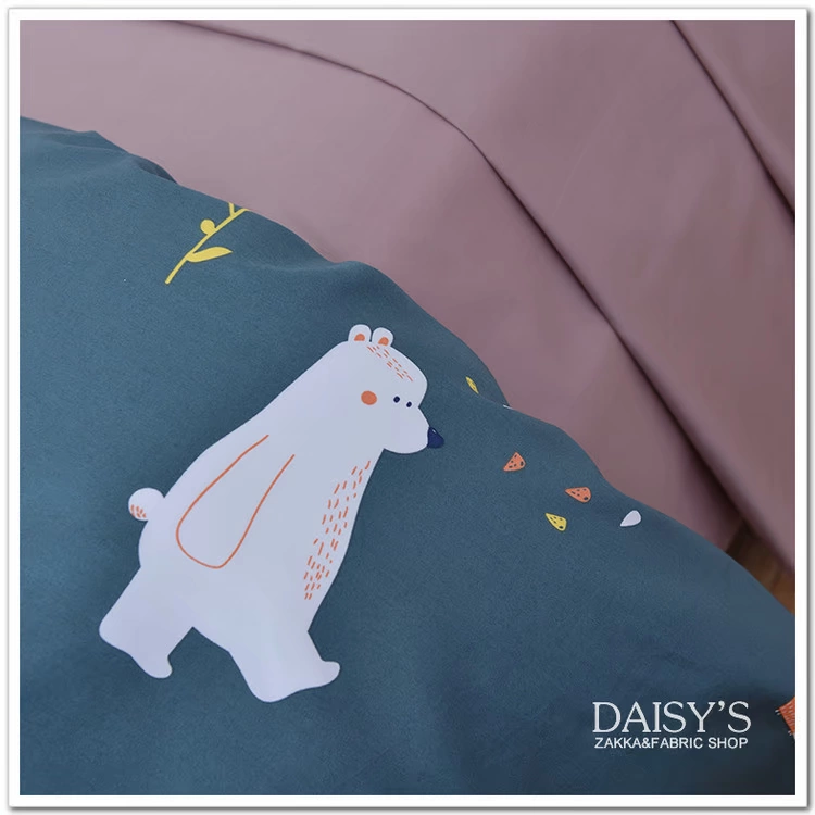 Bộ đồ giường bằng vải cotton, gia công vải cotton, cotton rộng tùy chỉnh, 80 sợi cotton dài chủ yếu, gấu trắng hoang dã - Vải vải tự làm