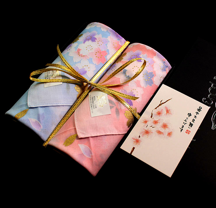 Japanese original imported ladies handkerchief cotton gift box and wind gilding cherry blossom dance cotton handkerchief handkerchief antique style