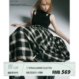 [FUSSED foF系列 plaid designer dress格纹拼接镂空连衣裙设计师]
