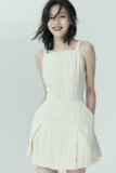 [FUSSED 22SS cotton pleated dress 奶白纯棉褶皱肌理连衣裙 短款]