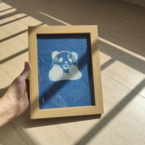 Indigo-dyed photo frame plant-dyed paste-dyed fabric decorative photo frame literary indigo-dyed decoration simple decorative wooden picture frame