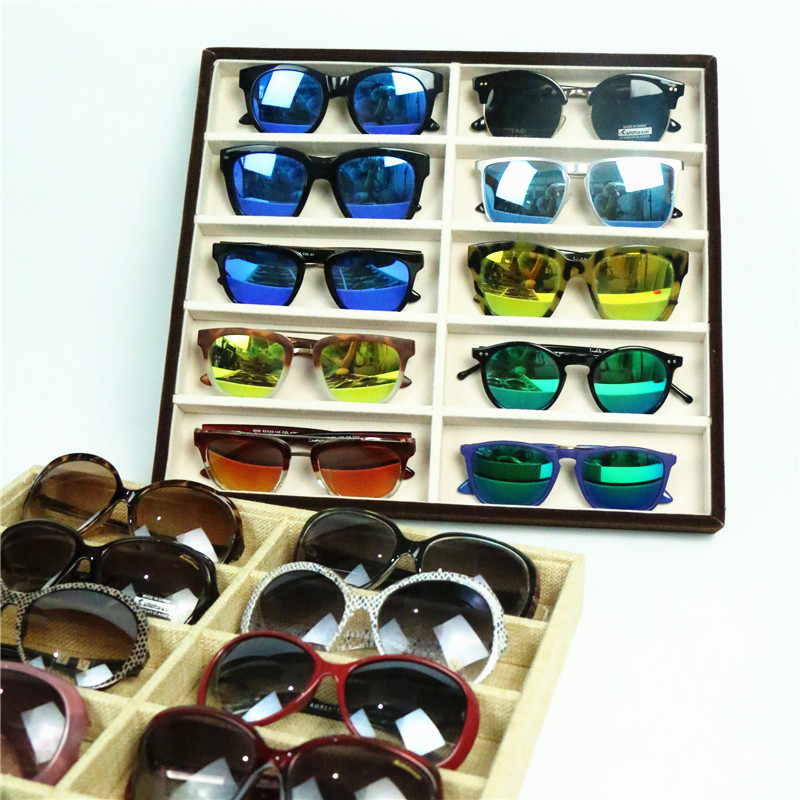 High-grade sunglasses display box Linen flannel sunglasses display props myopia glasses storage box pallet shelf