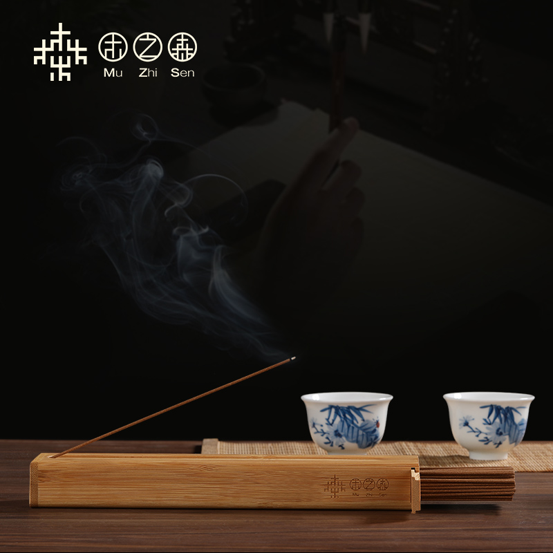 (Store incense)Wood forest lying incense box Household indoor agarwood stove line incense plug incense burner Sandalwood incense burner