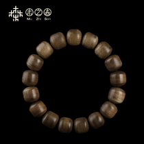 Wood forest Kalimantan agarwood hand string 12mm cylindrical dense oil old material wood Buddha beads bracelet for men and women fidelity