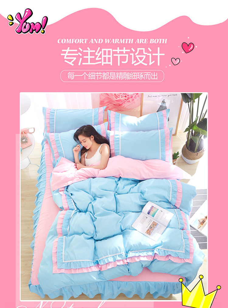 Hàn Quốc phiên bản của bông công chúa gió 1.5 / 1.8m giường váy một gia đình bốn bông khăn trải giường chăn 2 mét ren bedspread - Bộ đồ giường bốn mảnh chăn ra gối nệm cao cấp