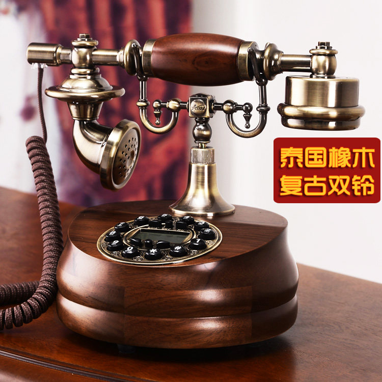 Solid Wood Creative Retro Hovel Telephone American Antique Fixed Phone European Household Living Room Phone