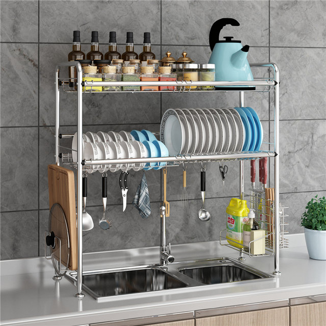 304 stainless steel single and double sink drain rack kitchen rack supplies pool storage rack dish plate knife rack rack