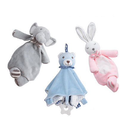 Multifunction soothing towel baby Entrance appeasement doll 0-1-year-old baby hippo bunny plush hand puppet toy