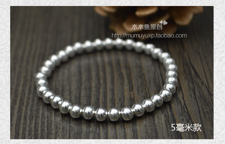 Chính hãng tùy chỉnh S999 retro sterling bạc hạt vài bóng bé chuyển hạt vòng tay vòng chân trang sức nhiều vòng nữ - Vòng chân lắc chân nữ bạc ta