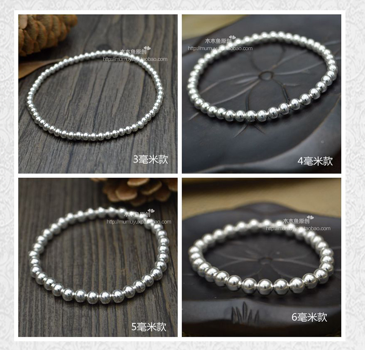 Chính hãng tùy chỉnh S999 retro sterling bạc hạt vài bóng bé chuyển hạt vòng tay vòng chân trang sức nhiều vòng nữ - Vòng chân lắc chân nữ bạc ta