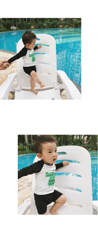 milimom baby babysuit áo tắm khủng long phù hợp với trẻ em áo tắm dài tay + quần short áo tắm bộ 2 mảnh - Đồ bơi trẻ em