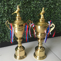 2018 custom electroplated metal trophy pigeon trophy metal craft trophy supply can be done logo pigeon competition