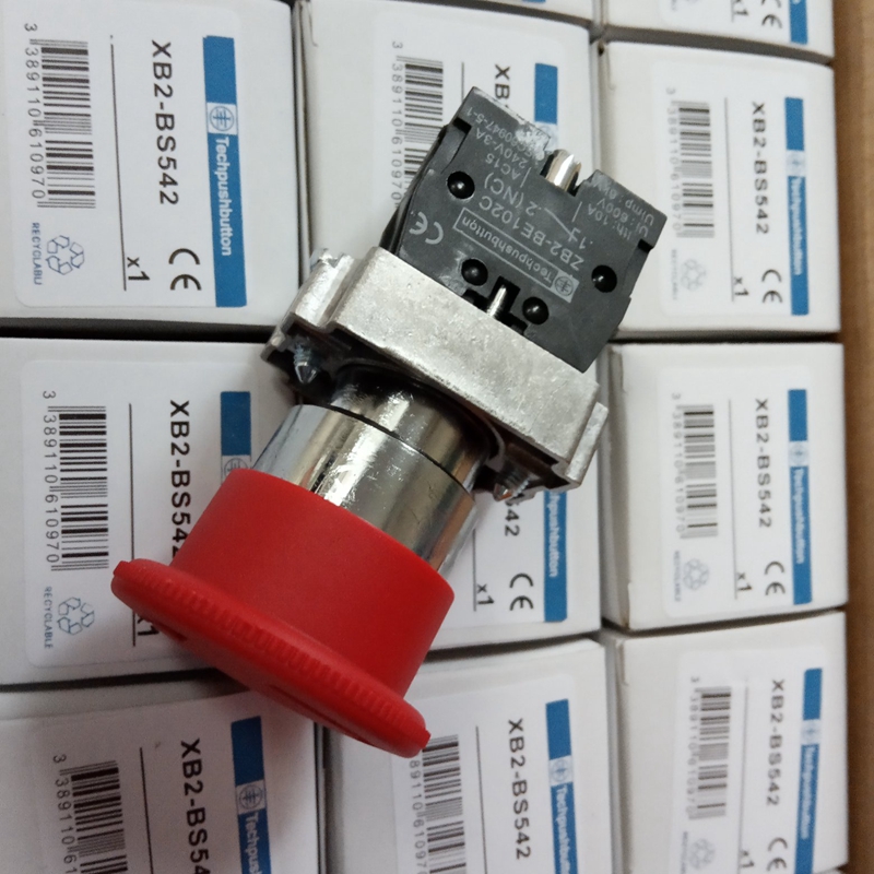 Mushroom head self-lock button switch emergency stop button XB2-BS542 red ZB2-BE102C often closed-Taobao