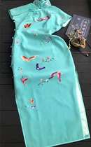 Original heavy silk embroidered handmade cheongsam wedding dress cheongsam bridesmaid cheongsam dress