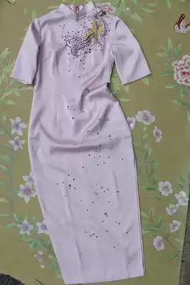Hand-painted fairy heavy silk cheongsam Formal cheongsam Dress cheongsam