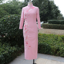 Improved cheongsam autumn and winter cheongsam cashmere cheongsam dress bridesmaid dress toast banquet cheongsam