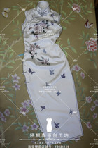 Silk hand embroidered disc buckle Republic of China style dress elegant banquet bridesmaid dress star same embroidered Cheongsam