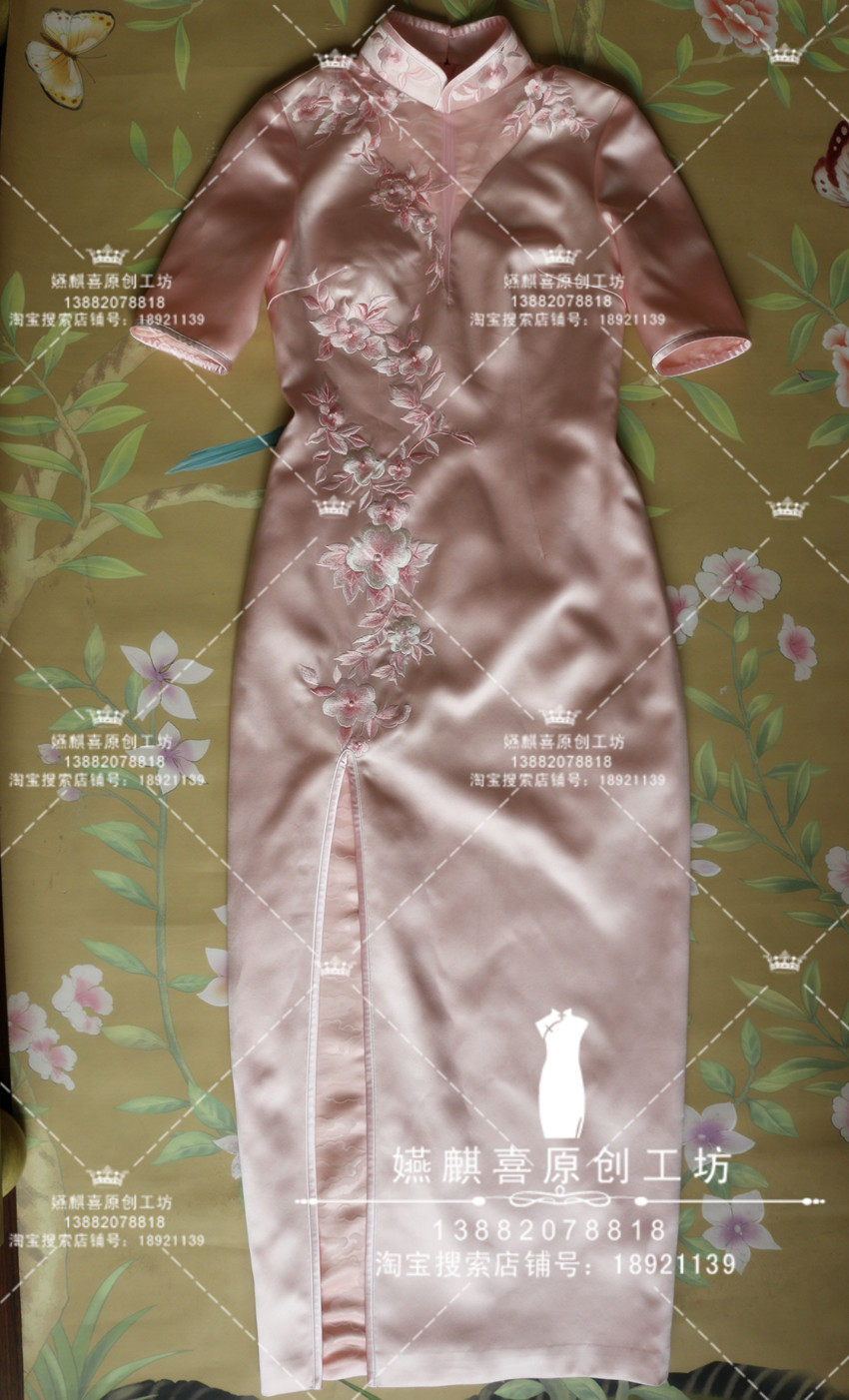 Heavy industry hand embroidery embroidery Cheongsam daily dress Slim dress Annual party Cheongsam dress
