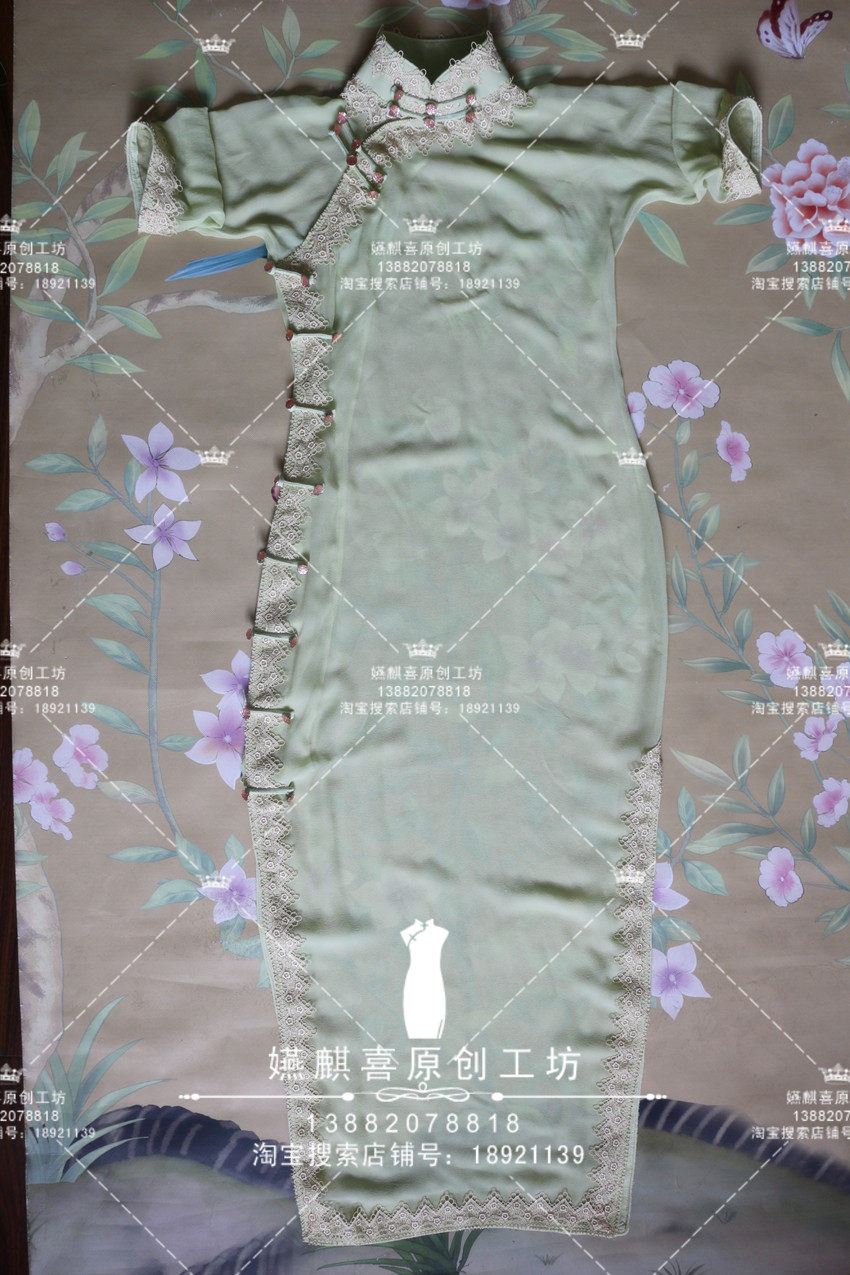 Handmade Traditional cheongsam One piece cheongsam Tulle cheongsam Everyday cheongsam Dresses Long sleeves Autumn cheongsam