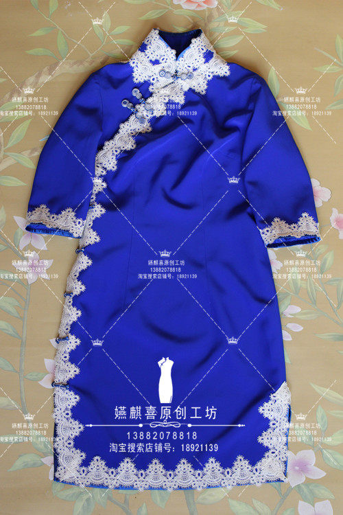 Spring and summer heavy silk Republic of China style improved Chinese lace cheongsam dress special