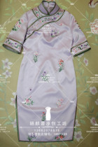 18 Spring and Summer Original Heavy Silk Satin Silk Silk Embroidered Improved Chinese Cheongsam Party Dress