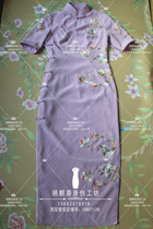 Spring and summer thin fairy fan embroidered improved Chinese cheongsam holiday dress hand embroidered version