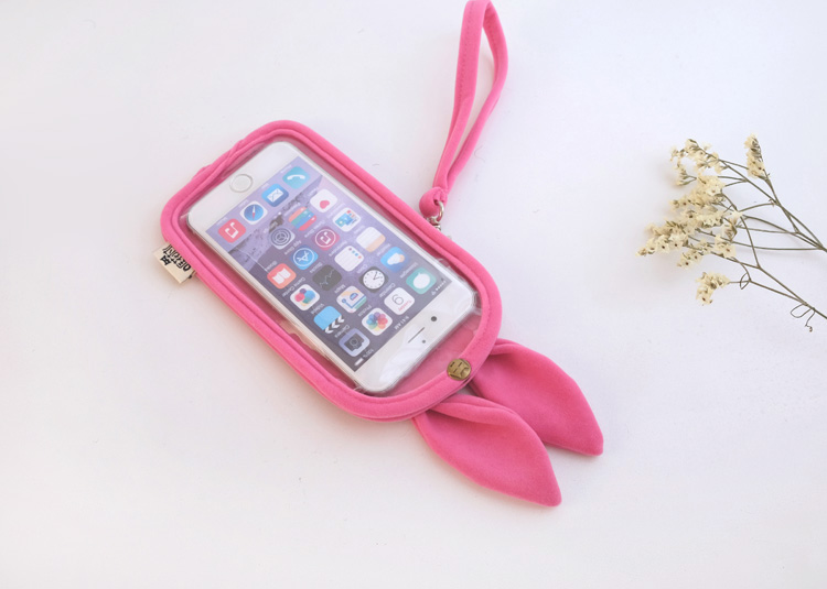 Màn hình cảm ứng trong suốt treo cổ túi điện thoại di động Apple Huawei Bộ điện thoại di động oppo túi điện thoại di động vivo tai thỏ dễ thương túi đựng điện thoại mini