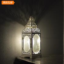 Wrought iron hollow pattern candle holder wind light night light lamp home decoration soft props ornaments