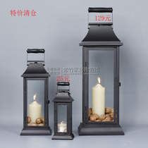 Lantern European wedding props wrought iron retro romantic Candlestick ornaments windproof floor wind lantern candle stand for Buddha