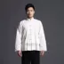 Áo sơ mi nam chạm đáy thanh niên Trung Quốc Tang phù hợp với quần áo Taiji áo dài tay mùa thu quốc gia kiểu Trung Quốc áo cotton Ma Ma quần tây nam Trang phục dân tộc