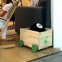 Spot IKEA Frisat wheeled toy storage solid pine storage box pull cart toy 44x39