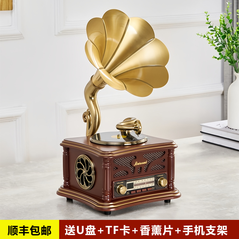 Retro Gramophone Bluetooth Small Speaker Aromatherapy Mini Speaker Creative European Style Home Decoration Ornaments