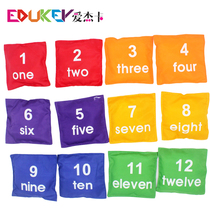 Aijika English digital safety plastic particle sandbag multi-color toys safe and leak-proof kindergarten teaching toys