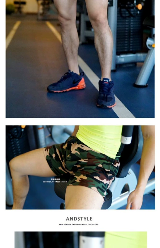 Quần ngụy trang nam phiên bản Hàn Quốc của quần cotton nhà thủy triều nam thể thao ba quần mùa hè tập thể dục siêu quần ngắn đi biển