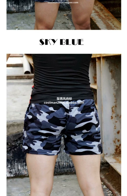 Quần ngụy trang nam phiên bản Hàn Quốc của quần cotton nhà thủy triều nam thể thao ba quần mùa hè tập thể dục siêu quần ngắn đi biển