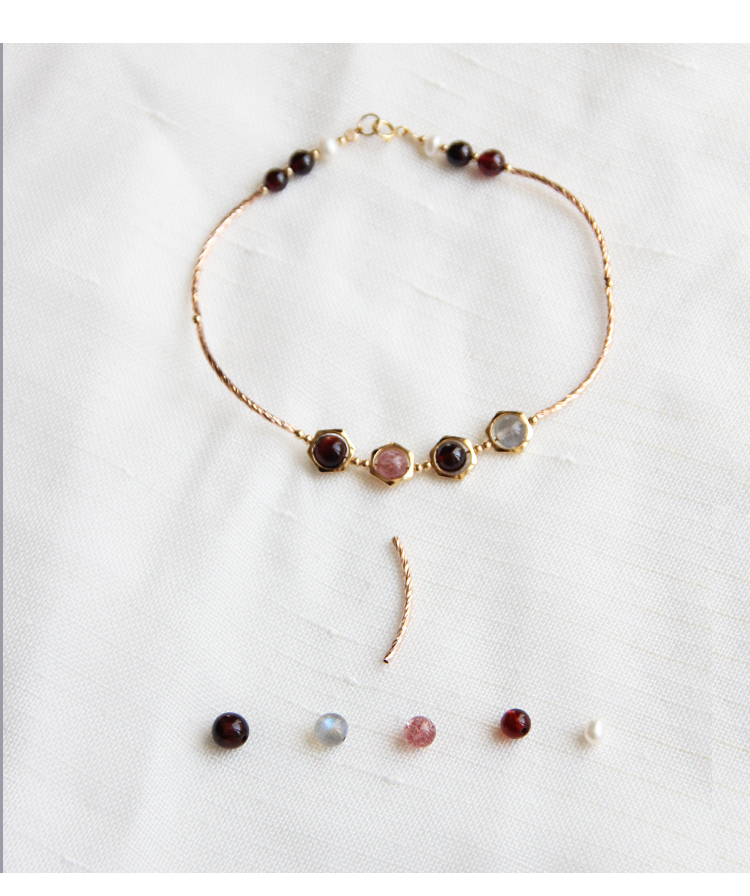 拂 莲 garnet vòng chân nữ Duobao pha lê vàng hồng mắt cá chân chuỗi chân nữ ban đầu đơn giản vòng chân lắc chân nữ nhật bản