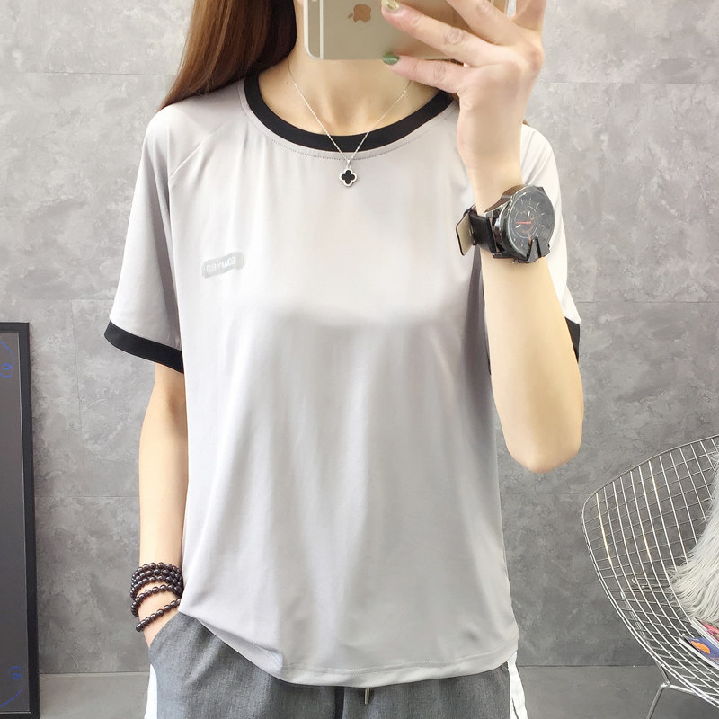 Speed Jersey Woman Summer Tide Outdoor Fitness Running Loose Round Collar Yoga Breathable Large Size Fast Dry Sports Short Sleeve T-shirt