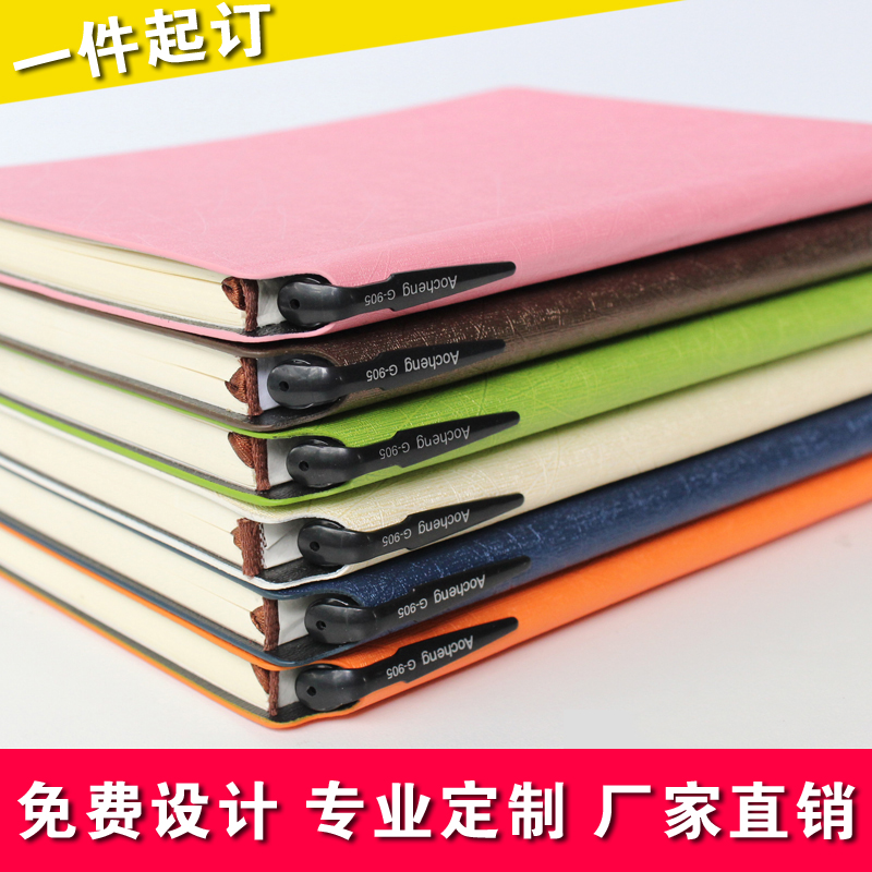 Business retro creative notebook with pen custom printable LOGO student office leather surface work notepad custom made