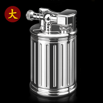 Lettering new shiny chrome mirror cylindrical desktop large ornament single flame inflatable wheel open flame lighter