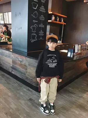 Clearance not boys plus velvet plus thick cotton T Korean children's clothing Children's western style autumn clothes large children's tide top